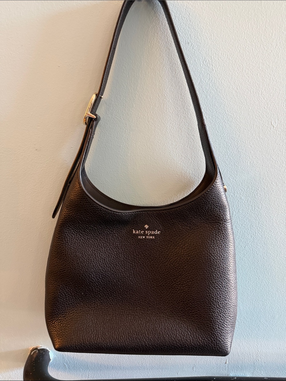 kate spade Black Pebbled Leather Hobo Shoulder Bag